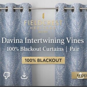 Fieldcrest Heritage Davina Intertwining Vines 100% Blackout Grommet Curtains